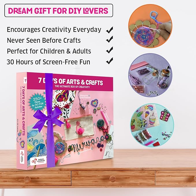 Chalk and Chuckles 7 Days of Art and Craft Kit for Kids Age 8-12 | 30 Diy Activities - Diamond Art