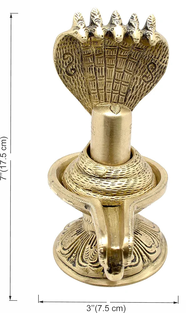 Two Moustaches Brass Eternal Shivling with Sheshnag