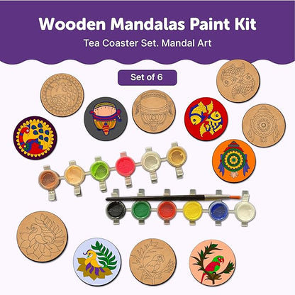 Mini Leaves Wooden Mandala Artistic Painting Kit Tea Coasters Art and Craft Kit for Girls Boys 9-12 Years Coaster DIY Kit Set