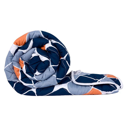 Divine Casa Microfiber All-Weather 120 GSM Reversible Single Bed Size Quilt Comforter Blanket Colour True Blue and Orange