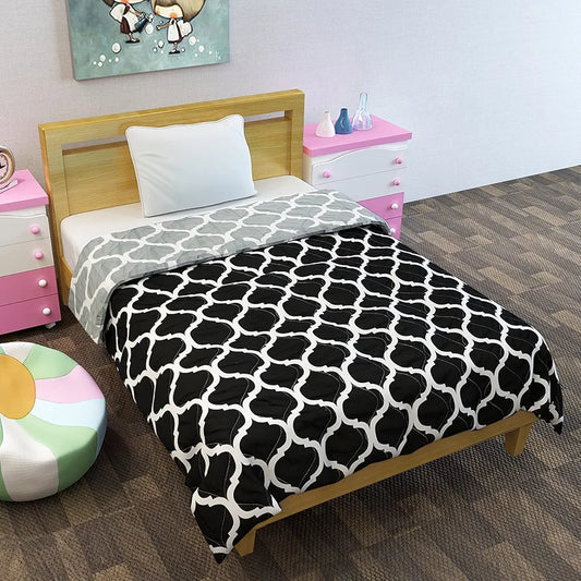 Divine Casa 120 GSM Microfiber Reversible Kids Single Bed Comforter Ultra-Soft Toddler Blanket Colour Caviar