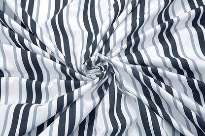 Huesland by Ahmedabad Cotton 186 TC King Size Bedsheet Cotton with 2 Pillow Covers | Stripes Black & Grey