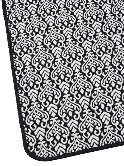 Saral Home Fleur Designer Soft Cotton Durable & Washable Multipurpose Runner Colour Balck