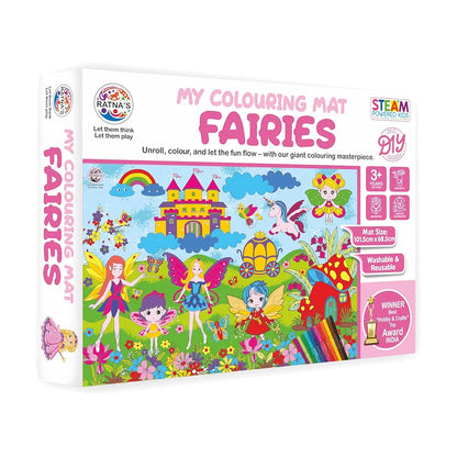 Ratna's My Coloring Mat Fairies Printed of Size 40 x 27 Inches, Washable & Reusable Colouring Kit for Kids 3+ Years 