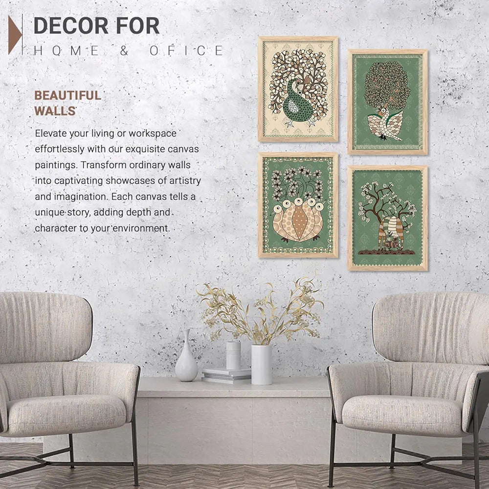 Kotart Gond Art Wall Paintings for living Room Set of 6 Multicolor  art 2