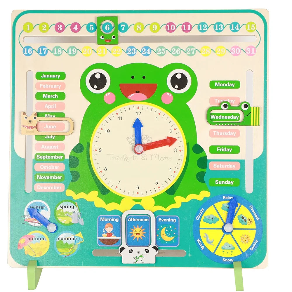 Trinkets & More Calendar Educational Clock Toy For Kids Learning 