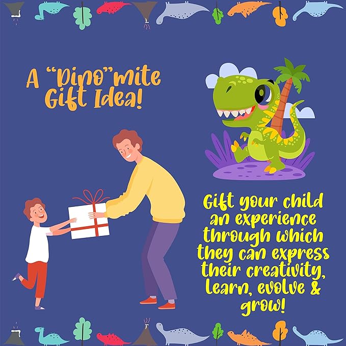 Kalakaram Paint Your Own Dinosaur Coaster Diy Kit for Kids | Fun & Educational Paint Activity for Kids