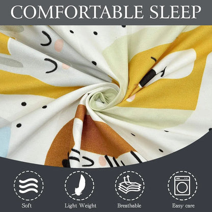 Fresh From Loom Bed Sheet with 2 Pillow Cover Cartoon Printed Double Bed King Size Kids Bedsheet for Boys & Girls Room 144 TC Multi-Color 1