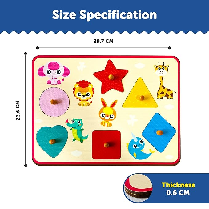 Mini Leaves Hide N See Shape Sorter Wooden Knob and Peg Puzzle for 2+ Years Kids | Montessori Wooden Toys