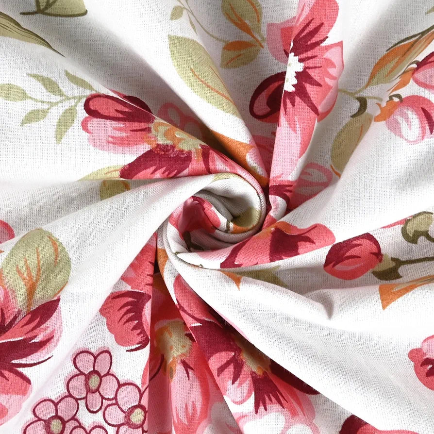 Divine Casa Floret 100% Cotton Single Dohar 120 GSM Soft & Lightweight Throw Blanket Colour Rosy Retreat