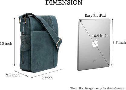 WildHorn Leather 8.5 inch Sling Messenger Bag for Men I Multipurpose Crossbody Bag I Travel Bag with Adjustable Strap I DIMENSION: L- 8.5inch H- 10.5inch W- 3inch