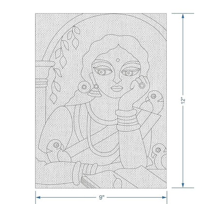 Hobby India Self Painting Beautiful Women Canvas | Pre-designed Canvas Board | 12 Shades Tempra Paint