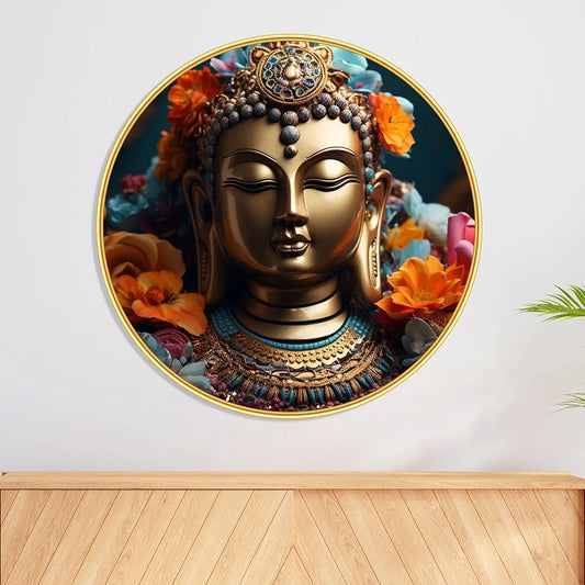 Livin'luxe Paintings Buddha Religious Modern Art Premium Sparkle Lamination Golden GR-96