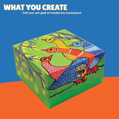 Kalakaram Diy Gond Painting Utility Box Kit | Indian Ethnic Art Form Painting Kit | Activity Kit for Kids | Educational Kit for Kids
