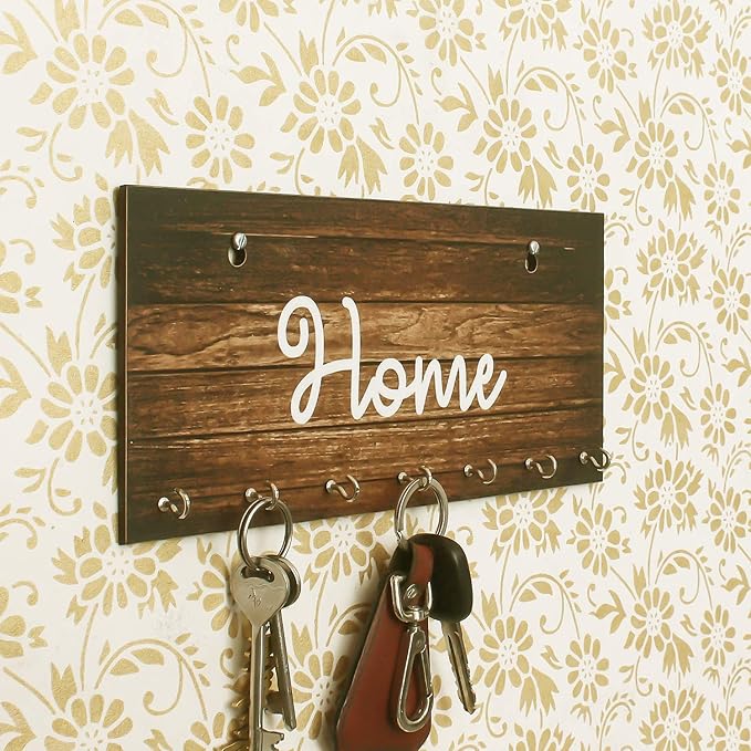 Ecraftindia Home Theme Wooden Key Holder With 7 Hooks