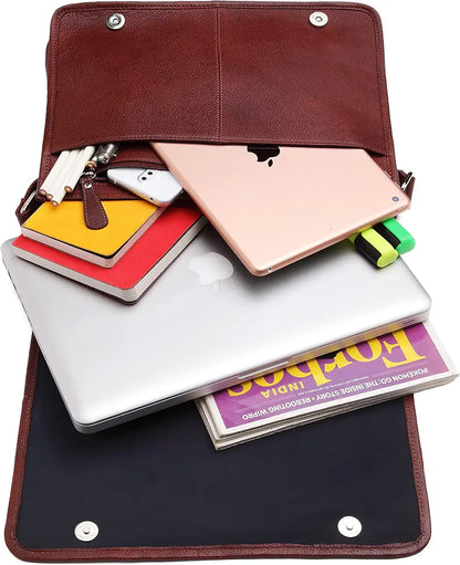 WILDHORN Leather Laptop Messenger Bag for Men I Handcrafted I Adjustable Strap I Dimension : L-13 inch W-4 inch H-10 inch