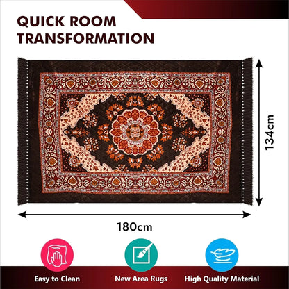 Kuber Industries Carpet Velvet Carpet-Rug for Home Decor Carpet Rug for Bedroom Dark Brown