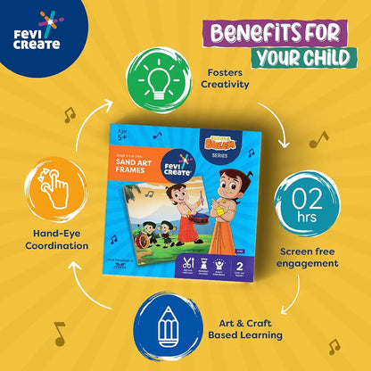 Fevicreate Chhota Bheem Chhutki Sand Kit | All-in-one DIY Craft Kit | Make 2 picture frames with Sand Packets | Birthday Gift | Screen-Free Learning | by Fevicol | Best Gift for Boys & Girls 5+ years