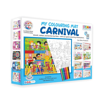 Ratna's My Coloring Mat Carnival Printed Mat of Size 40 x 27 Inches, Washable & Reusable Colouring Kit for Kids 3+ Years