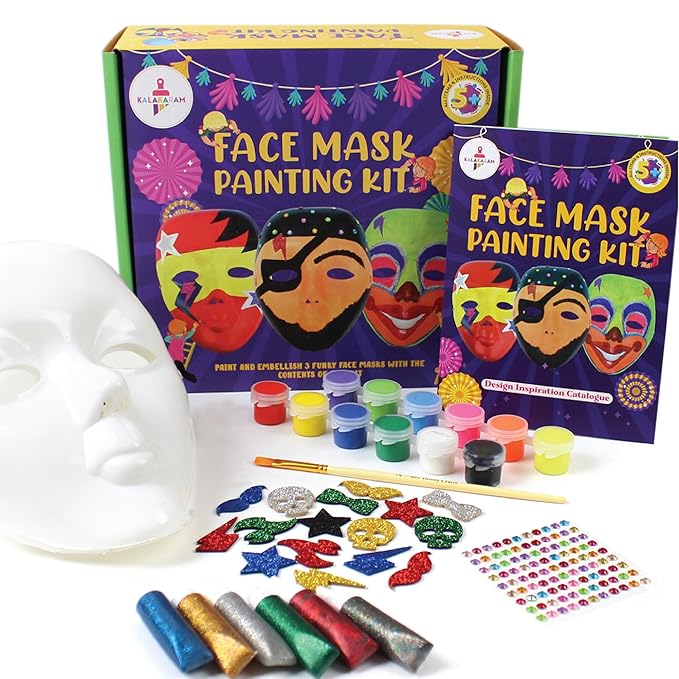 Kalakaram Diy Face Mask Painting Kit | Painting Kit for Kids | Create Your Own Customised Face Masks Using Paints | Diy Kits for Kids