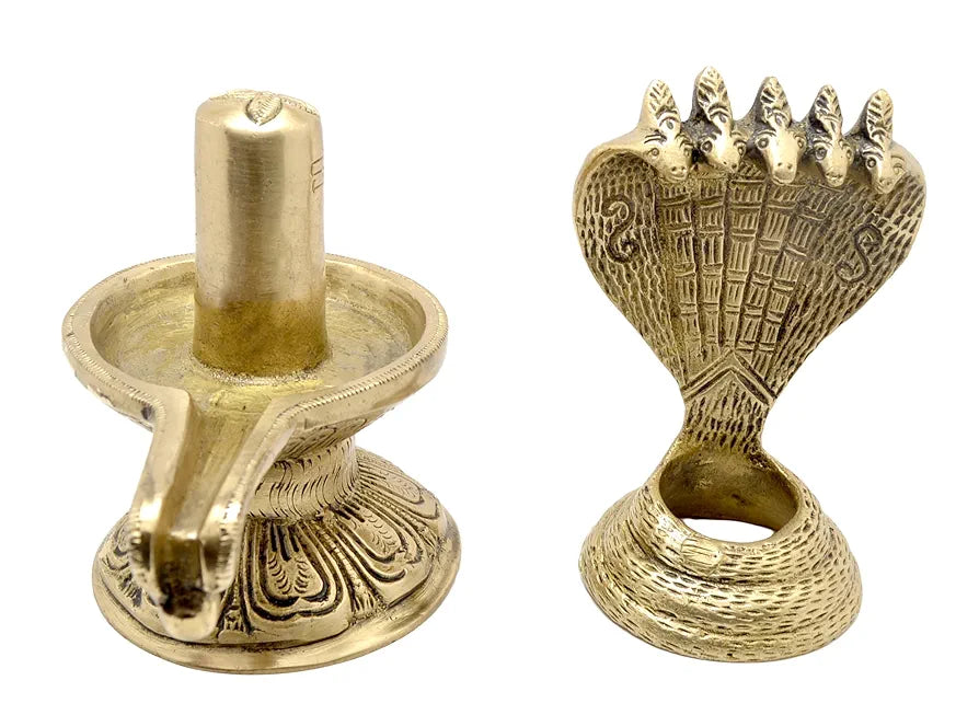 Two Moustaches Brass Eternal Shivling with Sheshnag