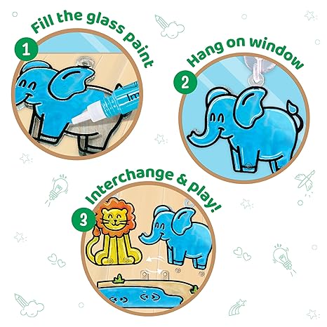Imagimake Window Art Jungle Glass Painting Kit|Sun Catcher Art And Craft Kit Toys