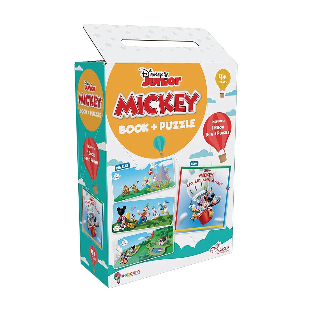 Disney Junior Mickey Book & Puzzles for Kids 4 Years and Above | Up,Up, and Away | 1 Book & 60 Piece Puzzles