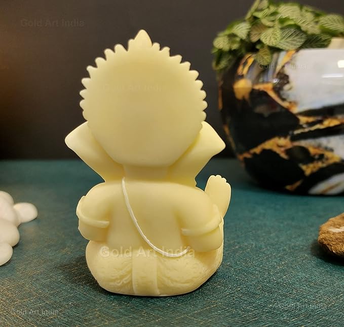 Gold Art India Ivory Ganesha Idol for Car Dashboard Lord Ganpati Diwali Gifts Home Decor