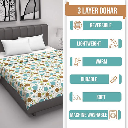 Divine Casa Reversible Cotton AC Blanket Single Bed Dohars Soft Light Weight All Season Dohar TC - 144 Colour Multi color
