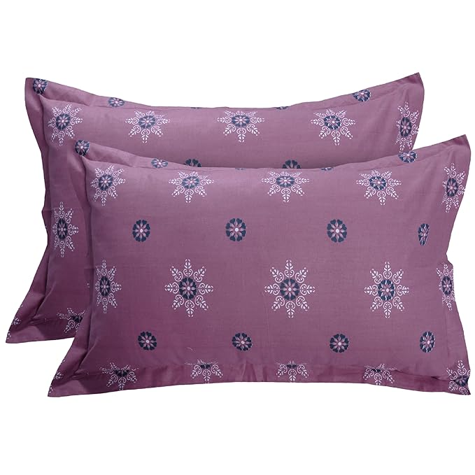 Huesland by Ahmedabad Cotton 144 TC Cotton Bedsheets for King Size Bed with 2 Pillow Covers | Mandala | Pink & Magenta