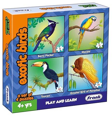 Frank Exotic Birds Animal Kingdom - A Set of 4 Jigsaw Educational Puzzle for Focus and Memory - 11606