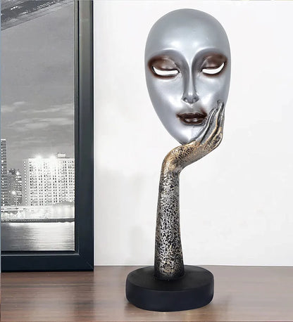 Zart Lady Face Silver Polyresin Showpiece  Use in Home Decor Gifts