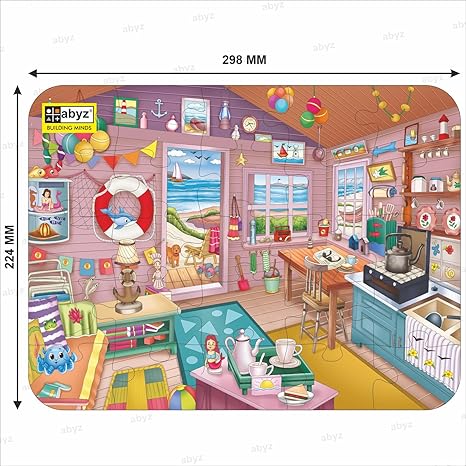 ABYZ Wooden Jigsaw Puzzles for Kids The Beach House Jigsaw Puzzle for Kids of Age 4-6 Years 25 Pcs Puzzle