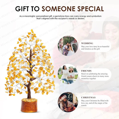 Bezavo Yellow Aventurine Crystal Tree Silver Wire