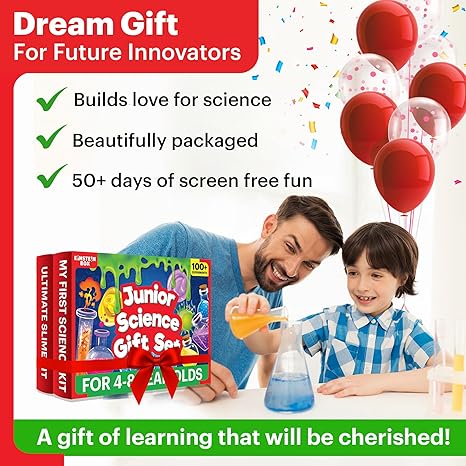 Einstein Box Junior Science Gift Set 2-in-1 Set of My First Science Kit & Slime Kit For Birthday Gift
