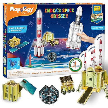 Imagimake Mapology Isro India'S Space Odyssey|Rocket & Satellite Model Making Toy Puzzle