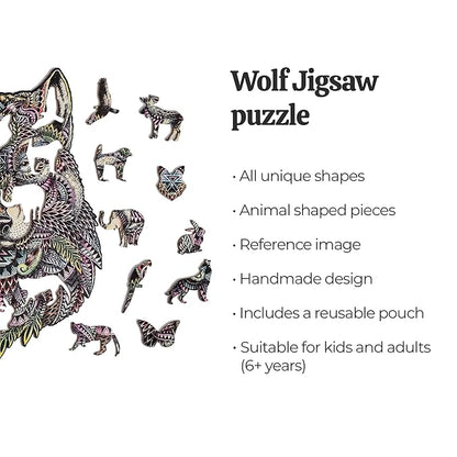 91 Knots Wolf 65 Pieces Wooden Jigsaw Puzzle Games Puzzle Games for Kids | Puzzle for 5 Year Old Kids