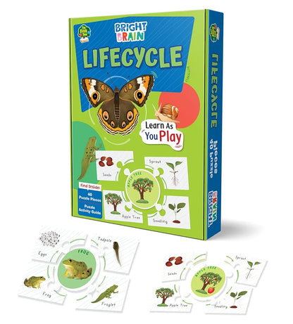 The Book Tree Bright Brain Lifecycle Puzzle - Explore & Understand Lifecycles with 40 Puzzle Pieces – Perfect for Kids Age 3+ - Gift Box by Majestic Book Club
