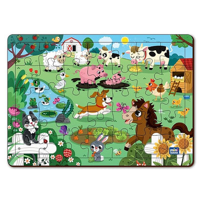 Mini Leaves Farmyard Animals Wooden Jigsaw Puzzles | Eco-friendly Wooden Toy | Puzzle Set for Kids | Multicolor | 35 Pieces