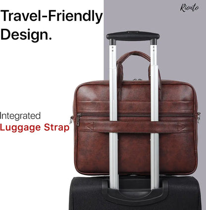 RIONTO Messenger Bag - Laptop Bag for Men, PU Leather Office Bag for Men | Supports Laptop Upto 15.6 inches