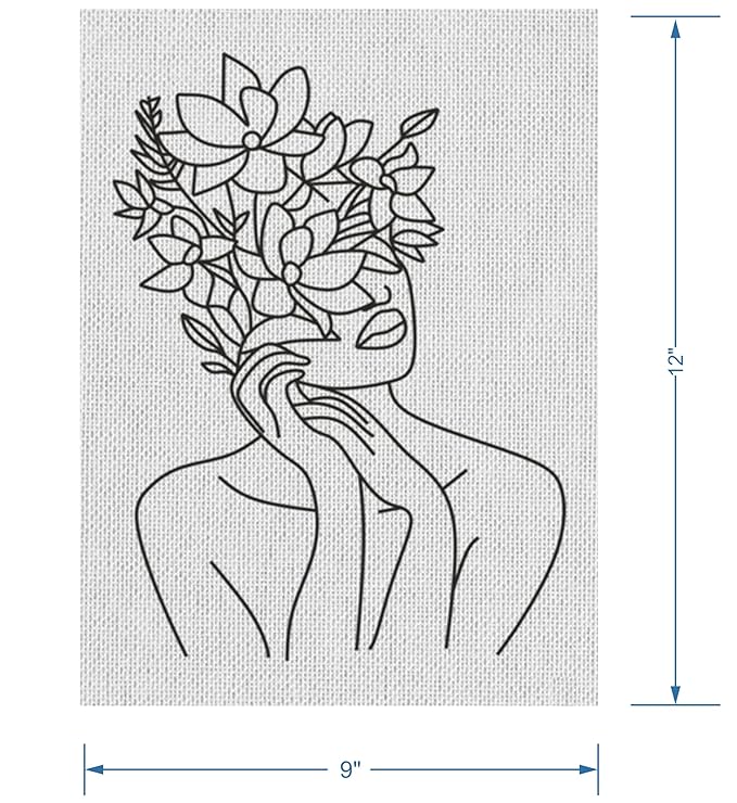 Hobby India Self Painting Beautiful Flower Girl Canvas | Pre-designed Canvas Board for Best Gift Adults & Artist