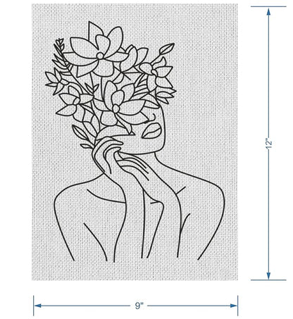 Hobby India Self Painting Beautiful Flower Girl Canvas | Pre-designed Canvas Board for Best Gift Adults & Artist