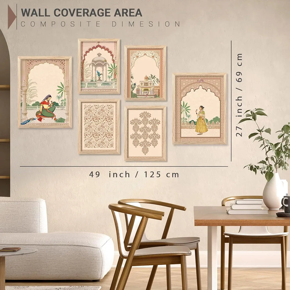 Kotart Madhubani Art Paintings with Frame Traditional Framed Painting C Pack of 6