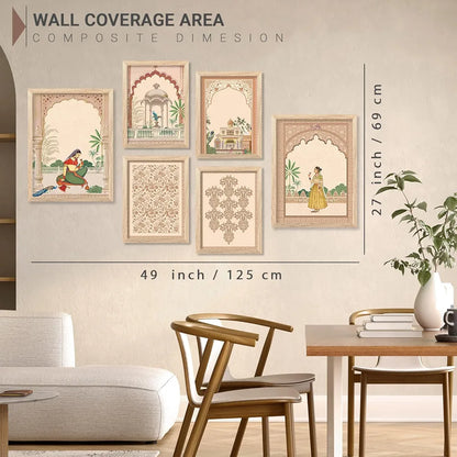 Kotart Madhubani Art Paintings with Frame Traditional Framed Painting C Pack of 6