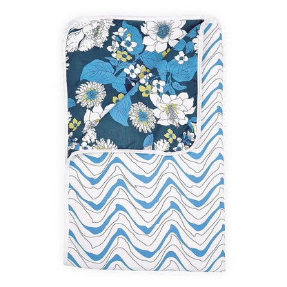 Divine Casa 120 GSM Microfiber Single Dohar Soft & Lightweight Throw Blanket Floral Pattern Colour Galaxy Blue & White
