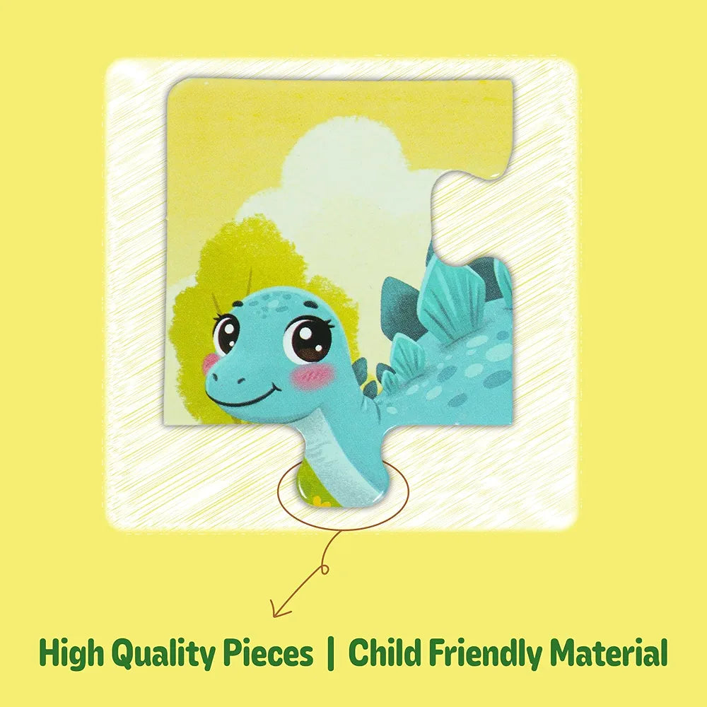 Butterfly EduFields 4-in-1 Dinosaur Jigsaw Puzzle Set for Kids | 38 Pcs Brain Boosting Puzzle Toy for Boys & Girls Age 3 4 5 6 7 | Preschool Learning with Coloring Sheets | Dino Gift for Kids