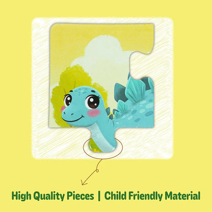 Butterfly EduFields 4-in-1 Dinosaur Jigsaw Puzzle Set for Kids | 38 Pcs Brain Boosting Puzzle Toy for Boys & Girls Age 3 4 5 6 7 | Preschool Learning with Coloring Sheets | Dino Gift for Kids