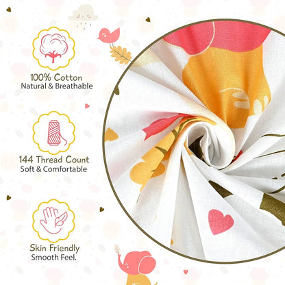 Divine Casa 144 TC 100% Cotton Single Bedsheet with 1 Pillow CoverAbstract Pattern Colour Marlin White