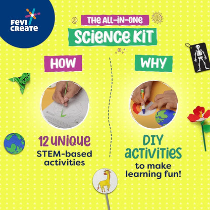 Fevicreate Artastic Science Craft Kit | Project Book with 12 Educational Activities, Colours, Craft Supplies | Fun way to boost child's learning | By Fevicol | Return Gift for Kids Age 8+ years