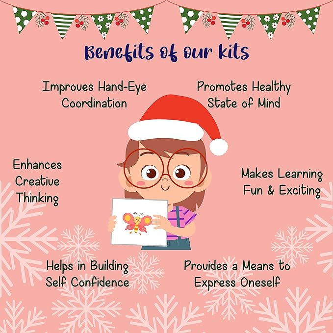 Kalakaram Diy Christmas Cheer Craft Box | Wonderful Mix of 6 Craft Activities | Christmas Theme Craft Kit | Diy Kit for Kids | Activity Kit for Kids